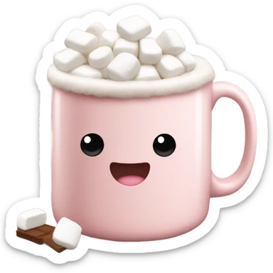 Light Pink mug of hot chocolate with marshmallows  sticker
