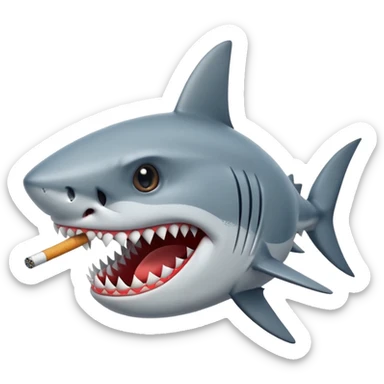 Shark face with a cigarette in its mouth sticker
