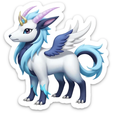 Shiny Glossy Pastel Light Divine Goated Beautiful Floral Snowy Pretty Absol-Amaura-Suicune-Cobalion-fusion, full body sticker