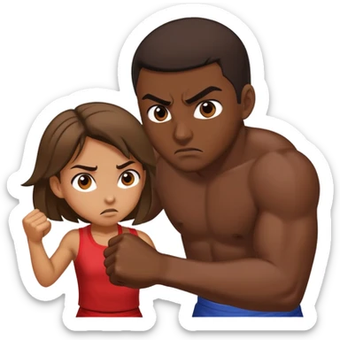 Tan girl beating up a dark guy  sticker