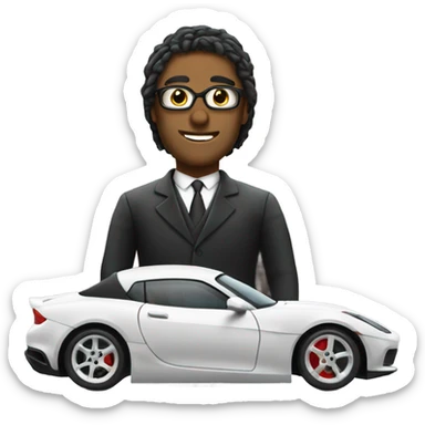 Barrister with wig driving a sports car sticker