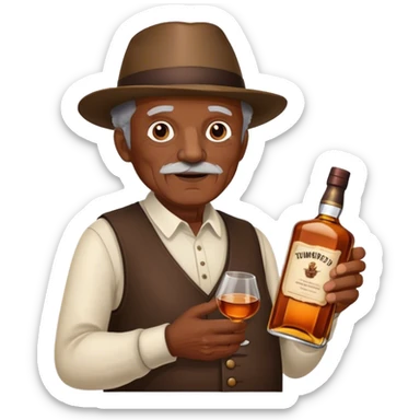 Anciano con botella de wiskey en la mano sticker