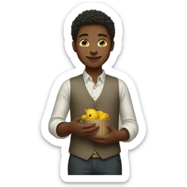 a boy with rich cloth in his hand an iphone sticker