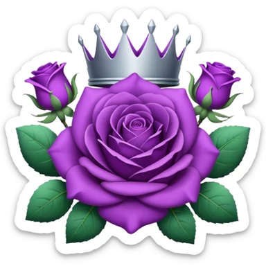 Purple rose with silver crown and a purple emblem leaf wreath sticker