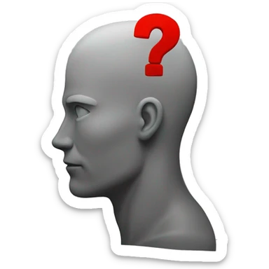 The head of a man with a red question mark instead of a face  sticker