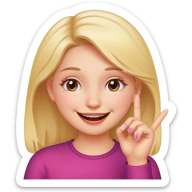girl who bites the tip of her finger and smiles and rise her eyes  sticker