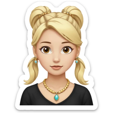fancy blonde hair girl with ponytails brown makeup and jewellery sticker