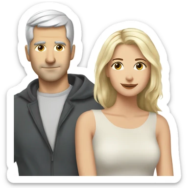 White man - short grey hair - no facial hair - kisses blonde girl  sticker