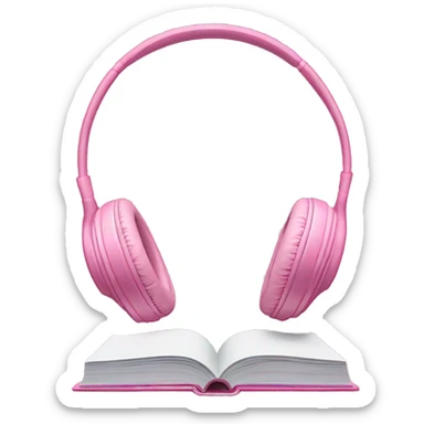 Pink headphones laying flat on a light pink CLOSED book sticker