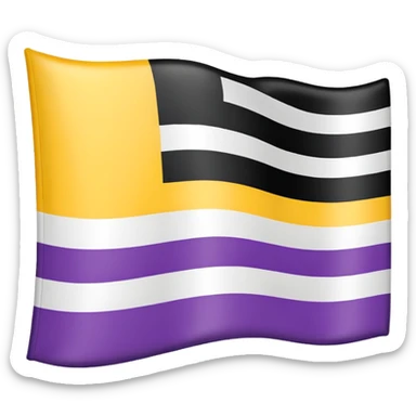 Nonbinary pride flag that goes from the top (black, white ,yellow) to the end (purple) sticker