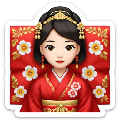 Japanese Princess with in red ceremonial robe kimono sticker