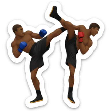 a black kickboxer throwing and landing a head kick on another fighter sticker