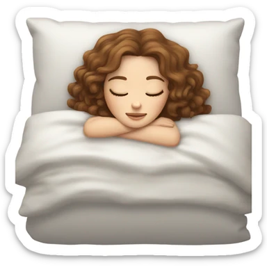 White girl with frekles Brown wawy hait yes hair sleeping peacfully on a pillow  sticker