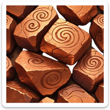 Cinematic Realistic Copper Ore, Warm and earthy, with rich, reddish-brown hues and intricate swirls of natural patterns across the rough, raw surface. The metal catches light with a gentle, glowing shimmer, exuding a rustic, organic charm. Soft glowing outline, capturing the essence of earthy elegance and natural beauty in raw copper ore. sticker