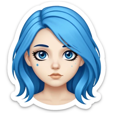 pretty long and blue hair baddie with eyeliner  sticker