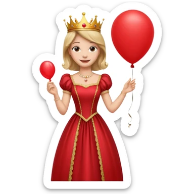 queen wearing dress, holding balloon sticker