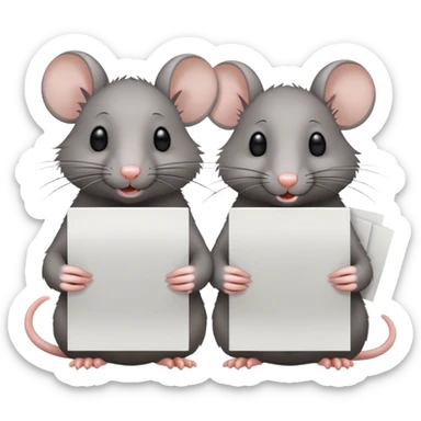 two rats holding small pieces of paper  sticker