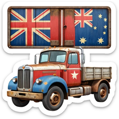 Old Mack truck with Australian flag  on door sticker