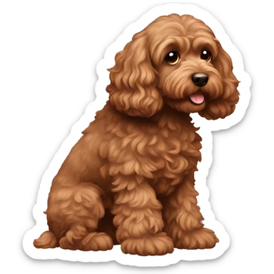 brown cockapoo from the side full body sticker