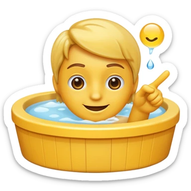 A smirking face emoji pointing at a hot tub sticker