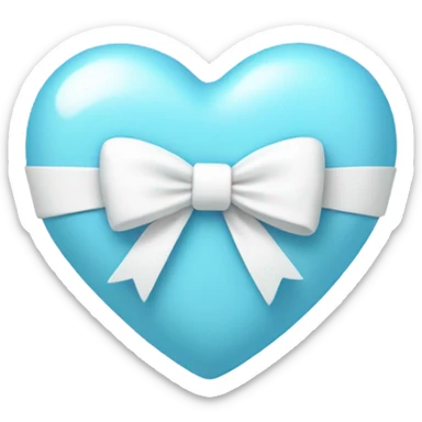 Light blue heart with white bow sticker