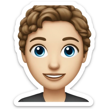 Female Teacher of English, owner of online school, brown hair, blue eyes sticker