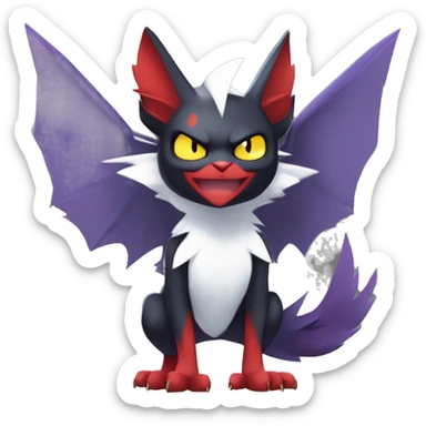 Edgy Cute Cool Kawaii Litten-Noivern-Zoroark-Noibat-Absol-Pokémon Full Body sticker