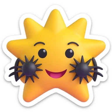 3D smiley emoji, large eyelashes, girly, star hair clip, smiling sticker