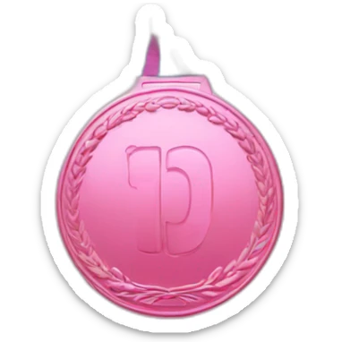 pink medal with a blue ribbon sticker