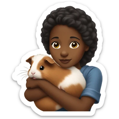 Little black girl holding a Guinea pig sticker