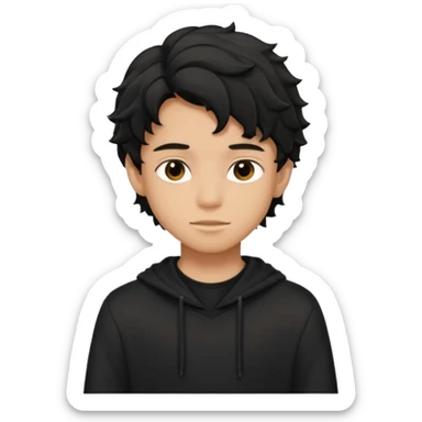 Menino de 15 anos de cabelo preto ondulado e de roupa preta sticker
