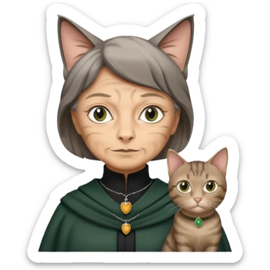 Minerva McGonagall with tabby grey cat  sticker
