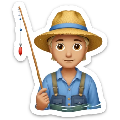 GRANJERO PESCANDO EN UN LAGO sticker