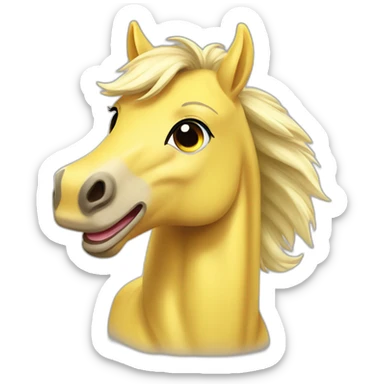 Yellow Kittel horse with awhite Star and Long her and big smile sticker