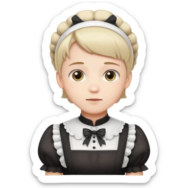 Guy with short hair wearing a cute maid dress sticker