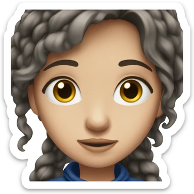 a brunette teenage girl with dark blue eyes sticker