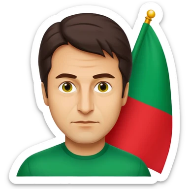 Imran Khan, emoji-style portrait:
- ⚡ recognizable face
- 🎯 holding green‑and‑red PTI flag
- Bold lines, flat vibrant colors
- Square 512×512 px, transparent background
- Expression: determined, charismatic, proud
- Minimal, clean style sticker