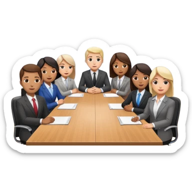 saying goodbye a group of coworkers in meeting room in long rectangular table sticker