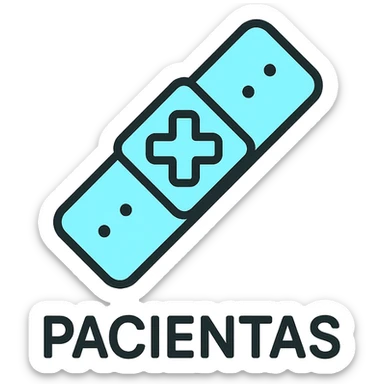 Discord role icon for 'pacientas' patient of a psychiatric clinic, #6fe8f3 color, medical cross or hospital wristband, modern and clear sticker