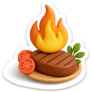 fiamma su cibo, metabolismo 3d sticker