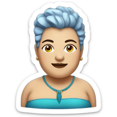 Middle-aged fat lesbian Chilean woman very short spiky blue hair sticker
