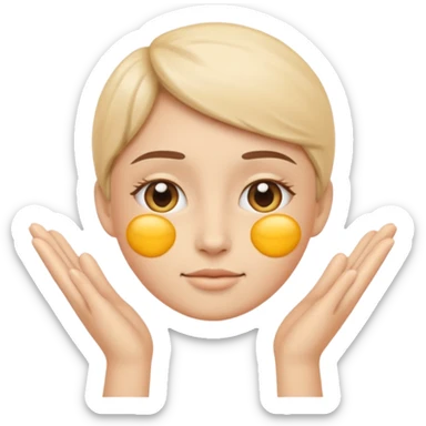 Minimal emoji representing reduced facial puffiness, soft hand gesture shaping the face contour, balanced and natural appearance, wellness-focused, simple and easy to understand
 sticker