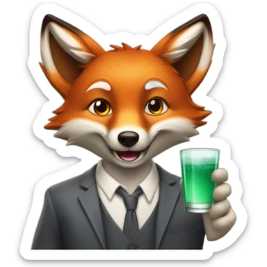 un renard avec un verre de coca sticker