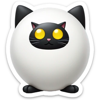 A white ball dude drive sitting on top of a black cat sticker