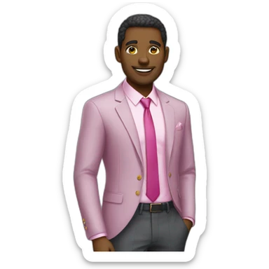 afroamerican salesman with pink shirt and formal suit sticker