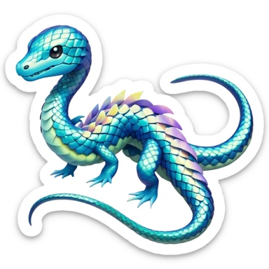 Sleek Serpentine Aquatic Ribbon-bodied Elegant Pokémon-Fakémon-Digimon-Creature, (full body) sticker