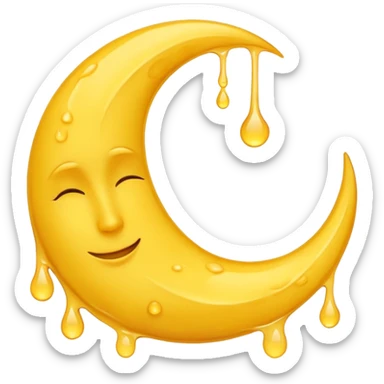 Melting waning crescent moon without any face and should in yellow colour sticker