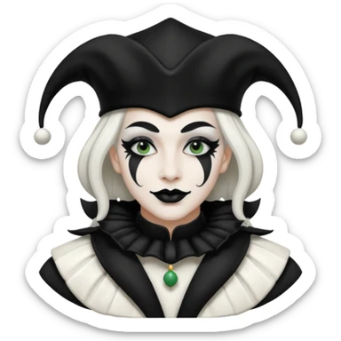 make a black and white jester uniform with white makeup and black lipstick sticker