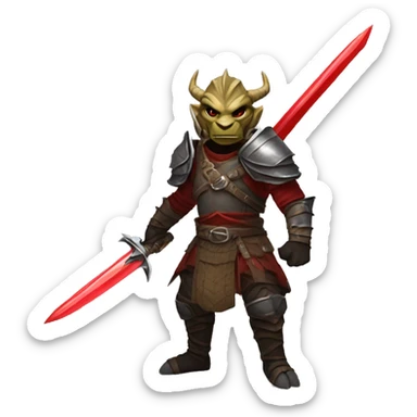 Dragonborn fighter with twin swords  with red blades  sticker