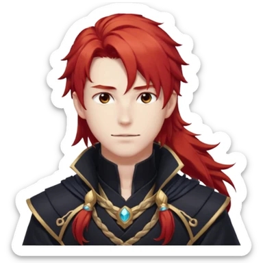 Diluc from Genshin Impact (tall male adult) (long hair) (half body) sticker